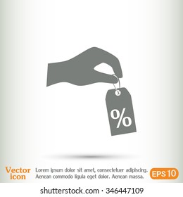 percentage on hand web icon. vector design