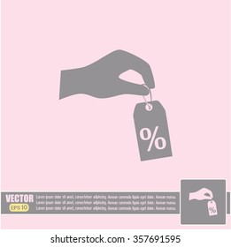 percentage on hand web icon. vector design