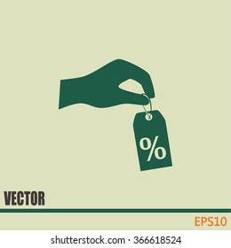 percentage on hand web icon. vector design