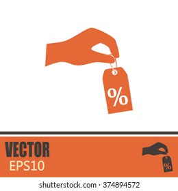 percentage on hand web icon. vector design