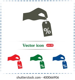 percentage on hand web icon. vector design