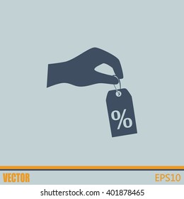 percentage on hand web icon. vector design
