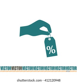 percentage on hand web icon. vector design