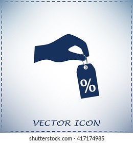 percentage on hand web icon. vector design