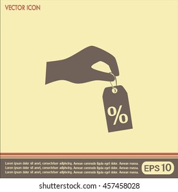 percentage on hand web icon. vector design