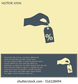 percentage on hand web icon. vector design
