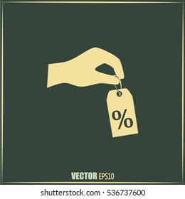 percentage on hand web icon. vector design