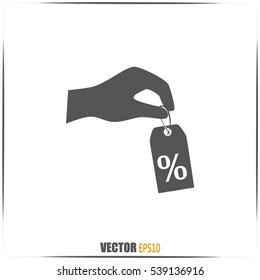 percentage on hand web icon. vector design