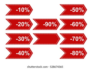 Percentage on red sticker vector label