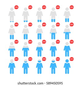 Percentage People Like Human Infographic. Concept Of Simple Structure, Presentation Collection, Measuring Step, Fullness, Water Balance. Flat Style Trend Modern Logo Design On White Background