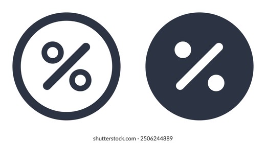 Percentage, Percent or Discount simple icons set designed in filled, outline, line and stroke style