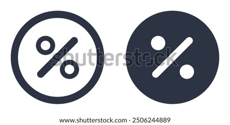 Percentage, Percent or Discount simple icons set designed in filled, outline, line and stroke style