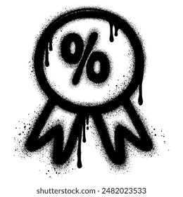 Percentage, percent icon graffiti with black spray paint. vector illustration.