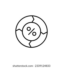 Percentage Pie chart line icon. illustration graphic of Percentage Piechart line.
