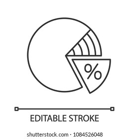 Percentage pie chart linear icon. Percent diagram. Thin line illustration. Contour symbol. Vector isolated outline drawing. Editable stroke