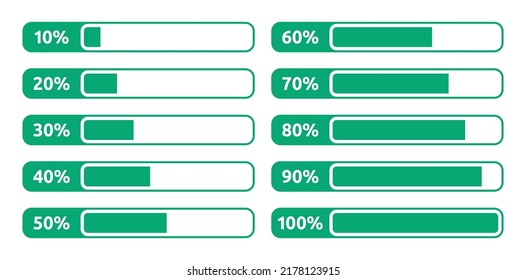 Percentage Progress Bar Collection Isolated On White Background.