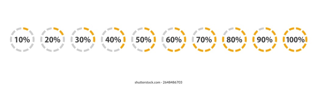 Percentage Progress Circles set. Circle Loading vector.