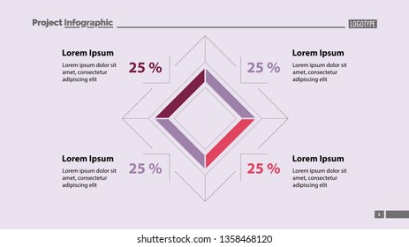 Percentage rhomb diagram template. Business data. Graph, chart, design. Creative concept for infographic, report. Can be used for topics like economics, analysis, research