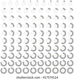 Percentage Round Gray Black Icons On White Background Full Set Vector Illustration