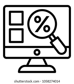 A percentage screen under magnifier on monitor screen 