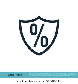 Percentage Shield Icon Vector Logo Template Illustration Design. Vector EPS 10.