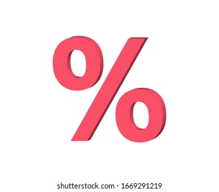 Percentage Sign 3d Icon Vector Illustration