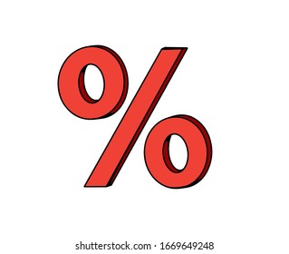 percentage sign 3d icon vector illustration