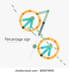 Percentage sign background. Linear outline style made of overlapping multicolored line elements Percentage sign background. Linear outline style made of overlapping multicolored line elements