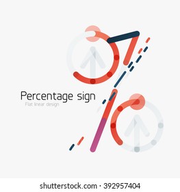 Percentage sign background. Linear outline style made of overlapping multicolored line elements