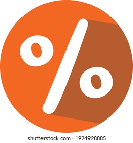 Percentage sign in a circle with shadow
