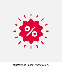 Percentage sign Circle Star Vector Icon.