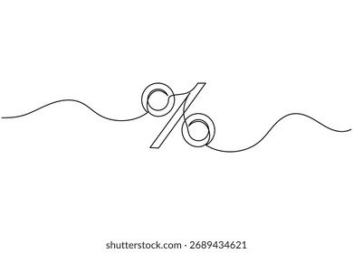 Signo de porcentaje continuo de una línea de dibujo minimalista ilustración de símbolo de descuento financiero