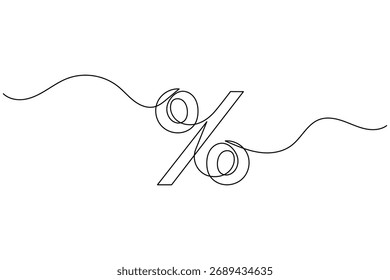 Sinal de porcentagem desenho contínuo de uma linha ilustração de símbolo de desconto financeiro minimalista