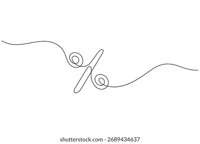 Percentage sign continuous one line drawing minimalist finance discount symbol illustration