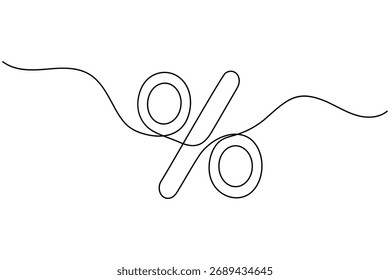 Signo de porcentaje continuo de una línea de dibujo minimalista ilustración de símbolo de descuento financiero