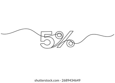 Prozentzeichen durchgehende einzeilige Zeichnung minimalistische Finanz-Rabatt-Symbol-Illustration