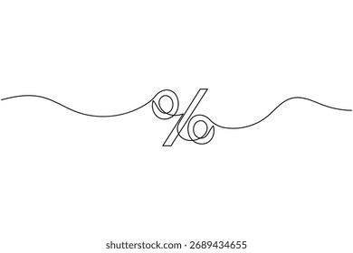 Prozentzeichen durchgehende einzeilige Zeichnung minimalistische Finanz-Rabatt-Symbol-Illustration