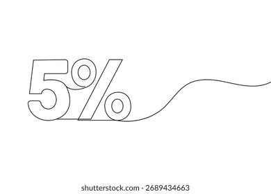 Prozentzeichen durchgehende einzeilige Zeichnung minimalistische Finanz-Rabatt-Symbol-Illustration
