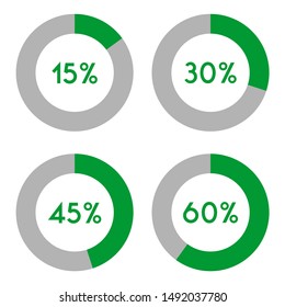Percentage sign icon set vector 15,30,45,60 percent.