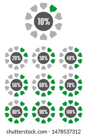 Percentage sign icon set vector,from 10 to 100