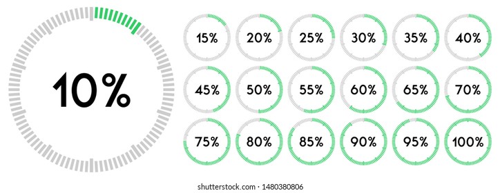 Percentage sign icon set vector,from 10 to 100