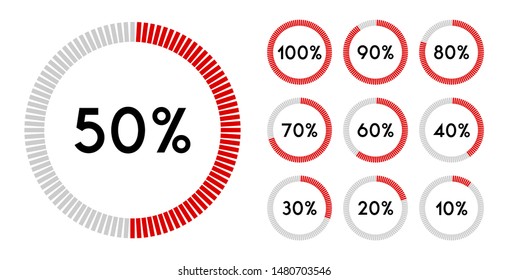 Percentage sign icon set vector,from 10 to 100