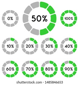 Percentage sign icon set vector,from 0 to 100