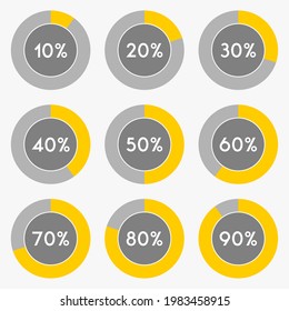 Percentage sign icon set vector,from 10 to 90
