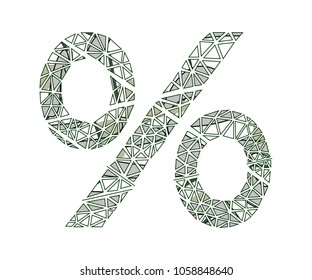 Percentage signs. Floral design.
