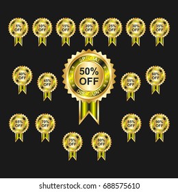 Percentage special discount in gold and yellow sticker