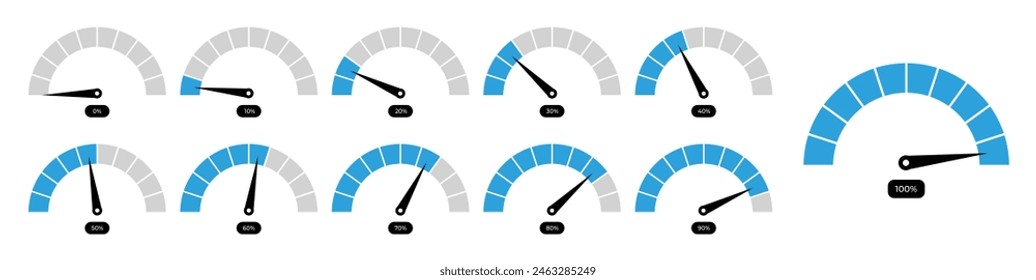 Prozentualer Geschwindigkeitsmesser-Symbolsatz Illustration eps