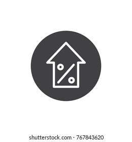 Percentage symbol with an arrow up icon vector, filled flat sign, solid pictogram isolated on white. Increasing percentage symbol, logo illustration.