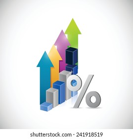 percentage symbol and a business graph. illustration design over a white background