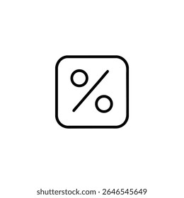 Um símbolo de porcentagem centralizado dentro de um quadrado com cantos arredondados. Vetor de arte de linha para botões de aplicativo e design financeiro.